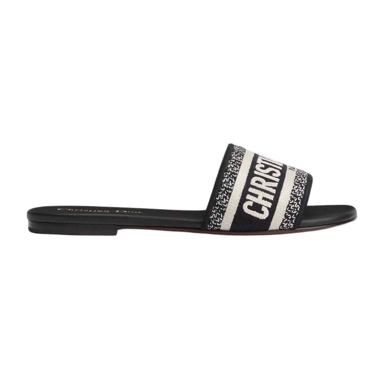 Dior Dway Slide Black Embroidered Cotton