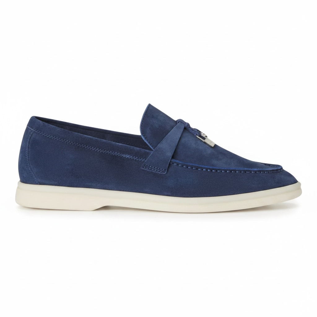 Loro Piana Mocassins Summer Charms Walk Cuir Suédé True \ Dark Blue