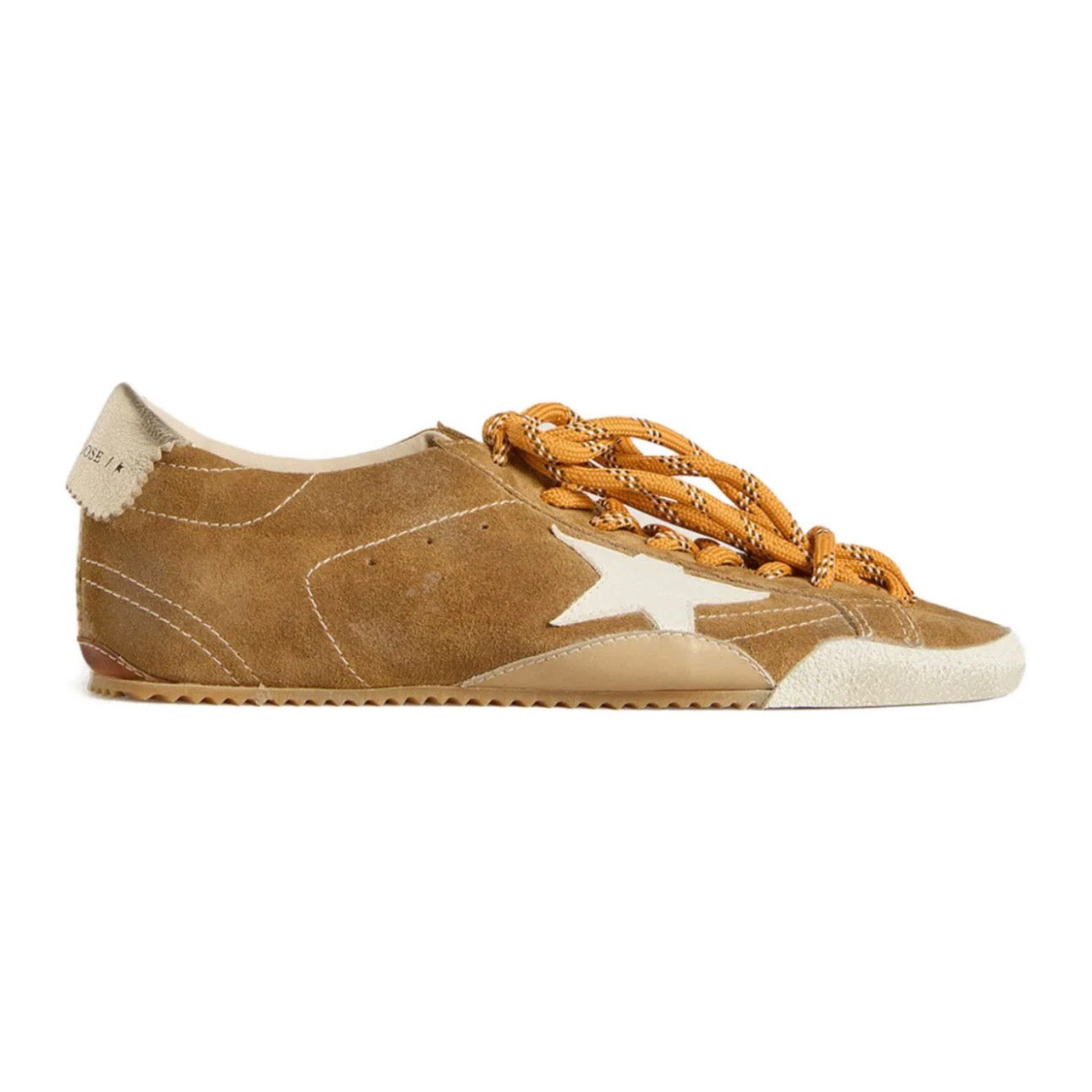 Golden Goose True-Star Trainers in Tobacco-colored Suede With White Star and Platinum Heels Tab