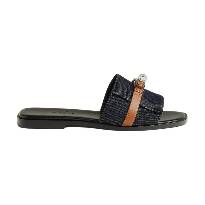 Hermès Giulia Sandal \ Bleu Brut / Naturel