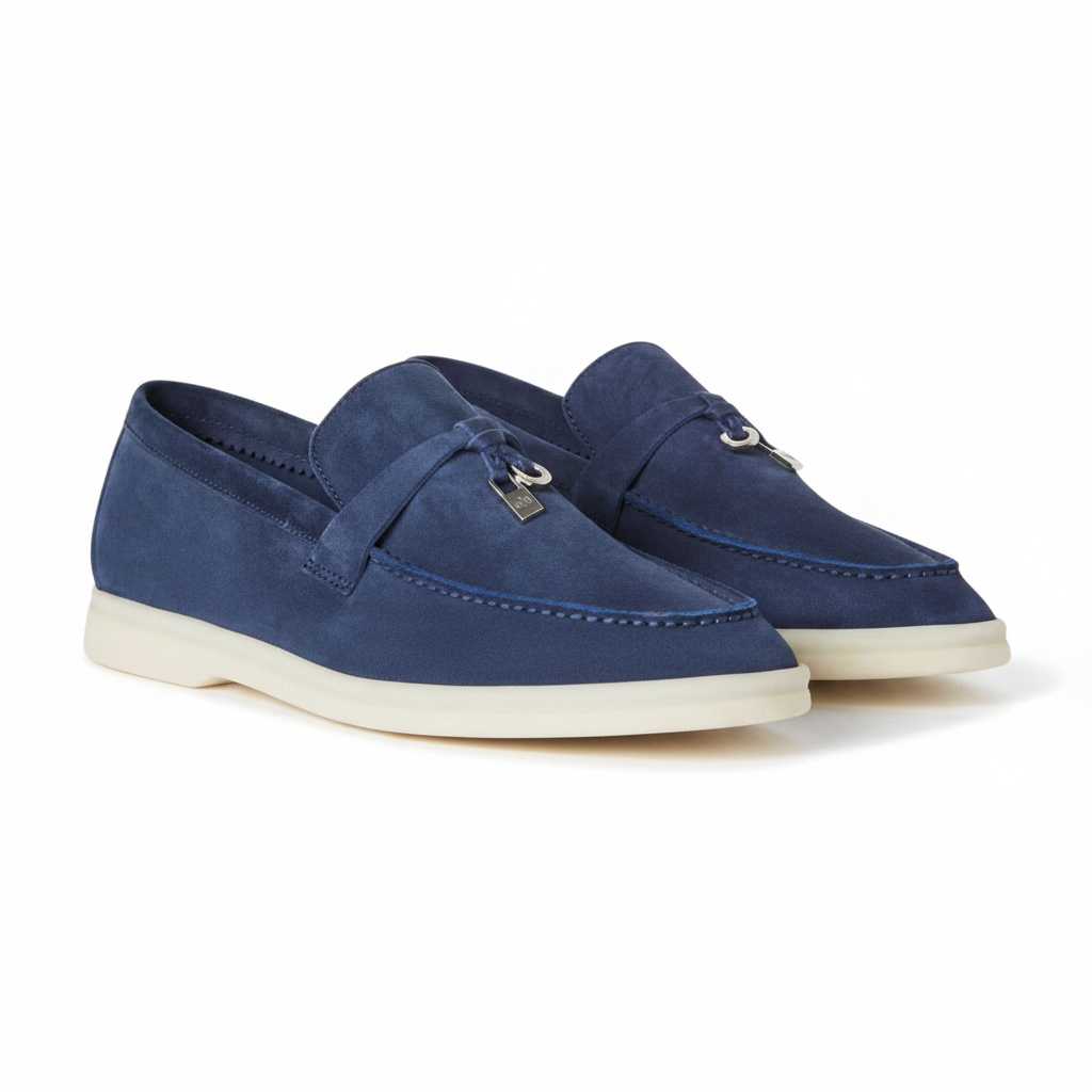 Loro Piana Mocassins Summer Charms Walk Cuir Suédé True \ Dark Blue