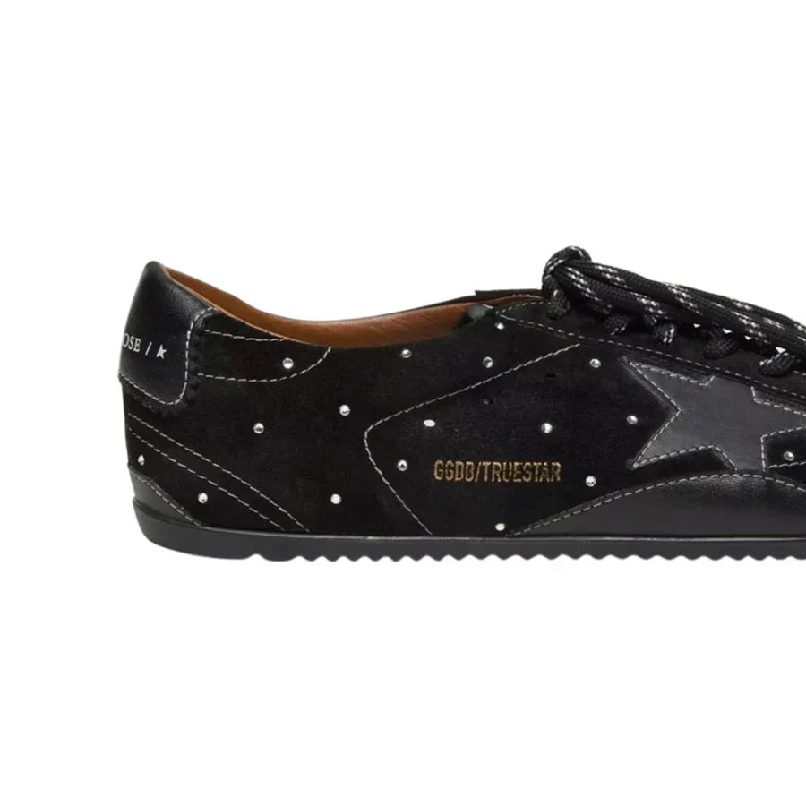 Golden Goose True-Star in Black Suede With Swarovski Crystals and Black Leather Star