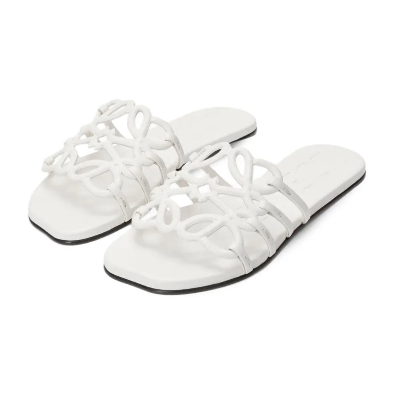 LOEWE Leather Flat Sandals \ White