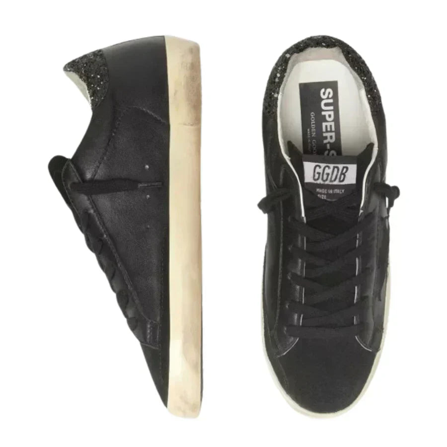 Golden Goose Superstar – Black Glitter Heel