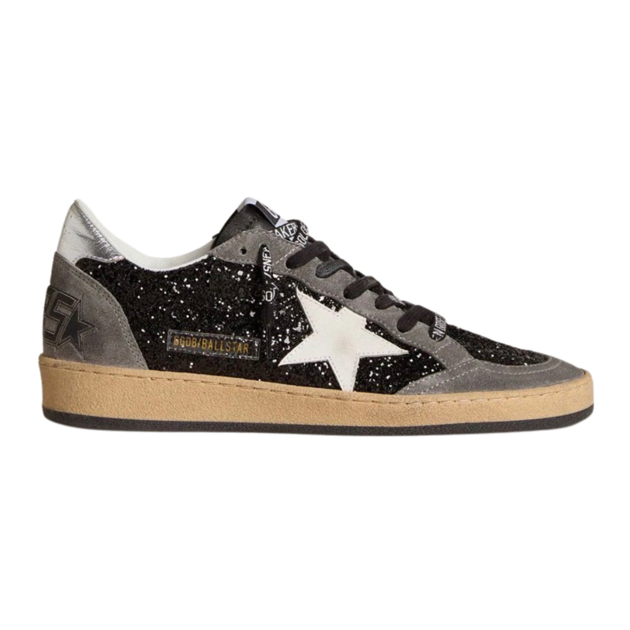 Golden Goose Ball Star in Glitter With Leather Star and Metallic Leather Heel Tab