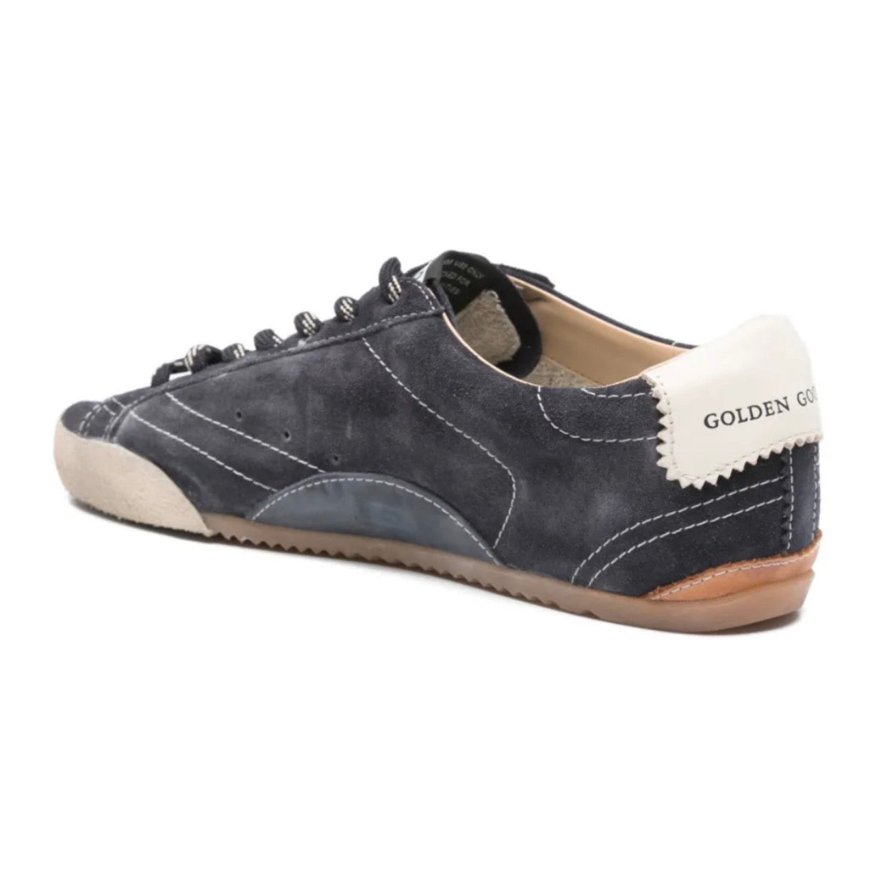 Golden Goose True-Star Trainers in Dark Blue Suede With White Nappa Leather Star and Heels Tab