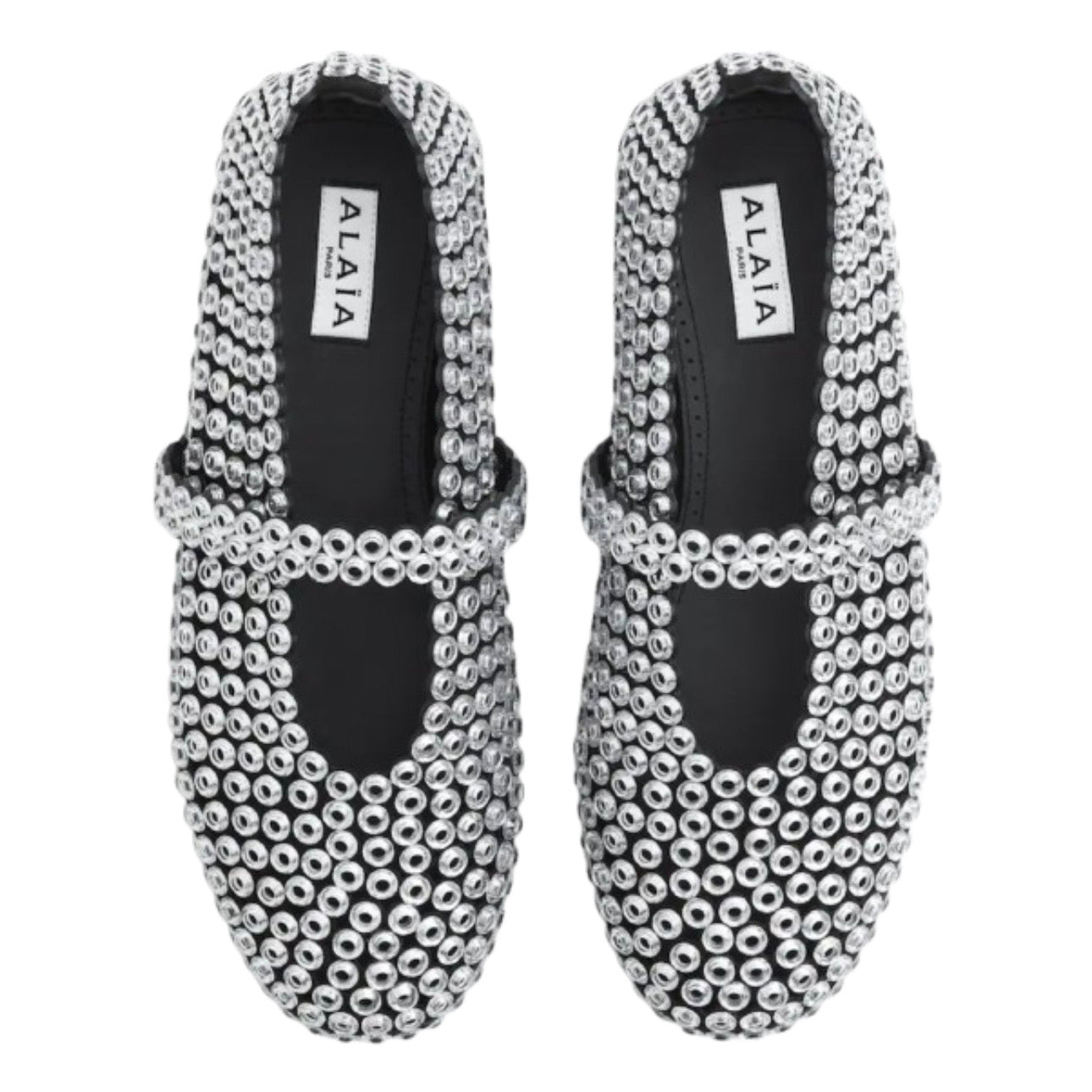 Alaïa Suede Glass-Embellished Ballet Flats