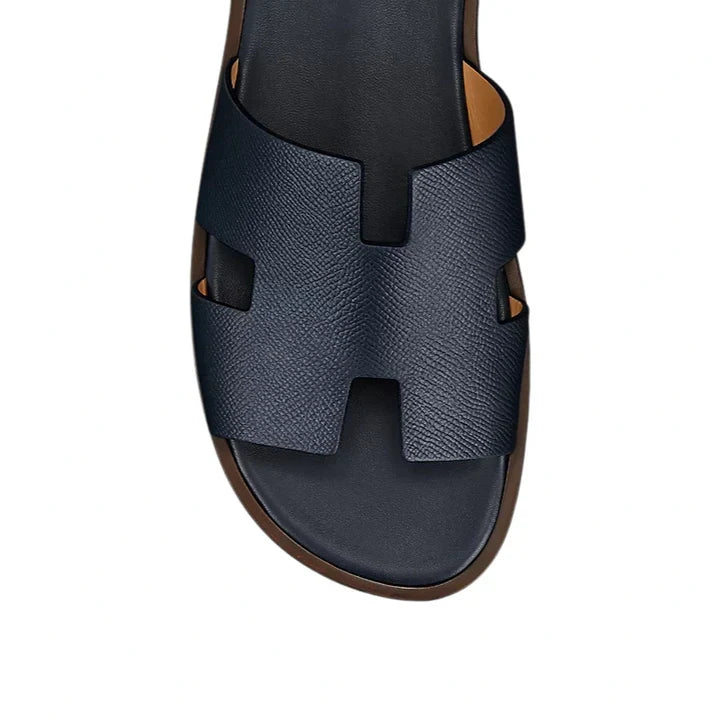 Hermès Izmir Sandal Marine Brown Epsom Leather