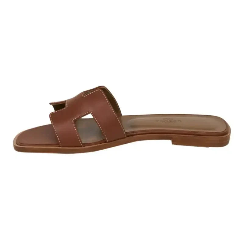 Hermès Sandal Flat Oran Gold Box Calfskin \ Mightychic
