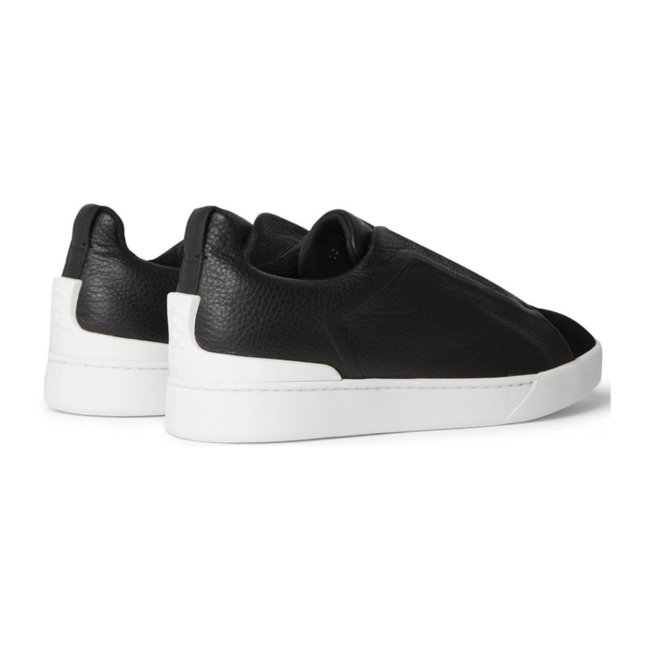 Zegna - Triple Stitch Full-Grain Leather and Suede Slip-On Sneakers \ Black