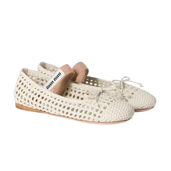 Miu Miu Woven Nappa Leather Ballerinas