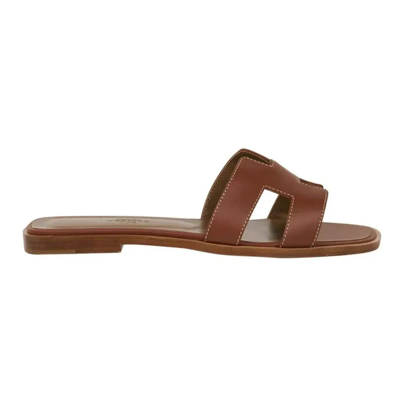 Hermès Sandal Flat Oran Gold Box Calfskin \ Mightychic
