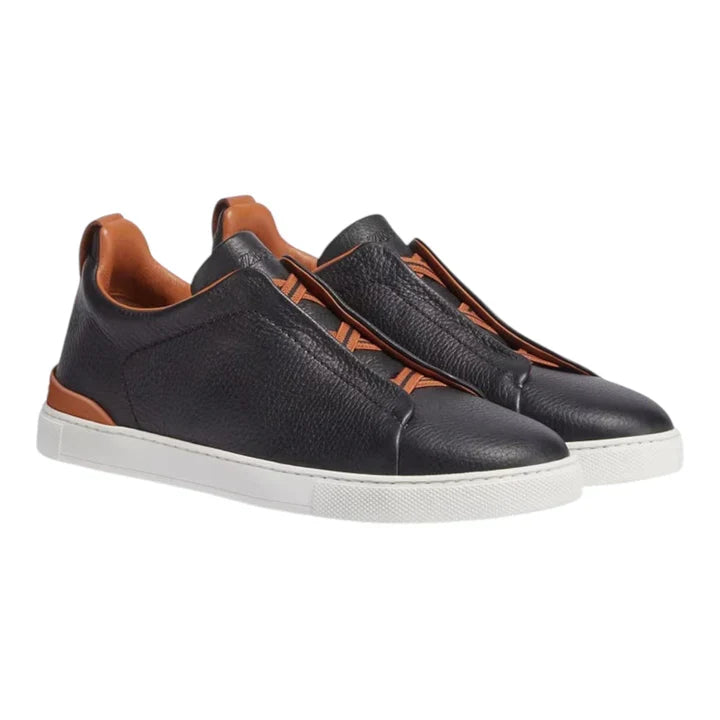 Zegna Deerskin Triple Stitch™ Sneakers \ Black Black
