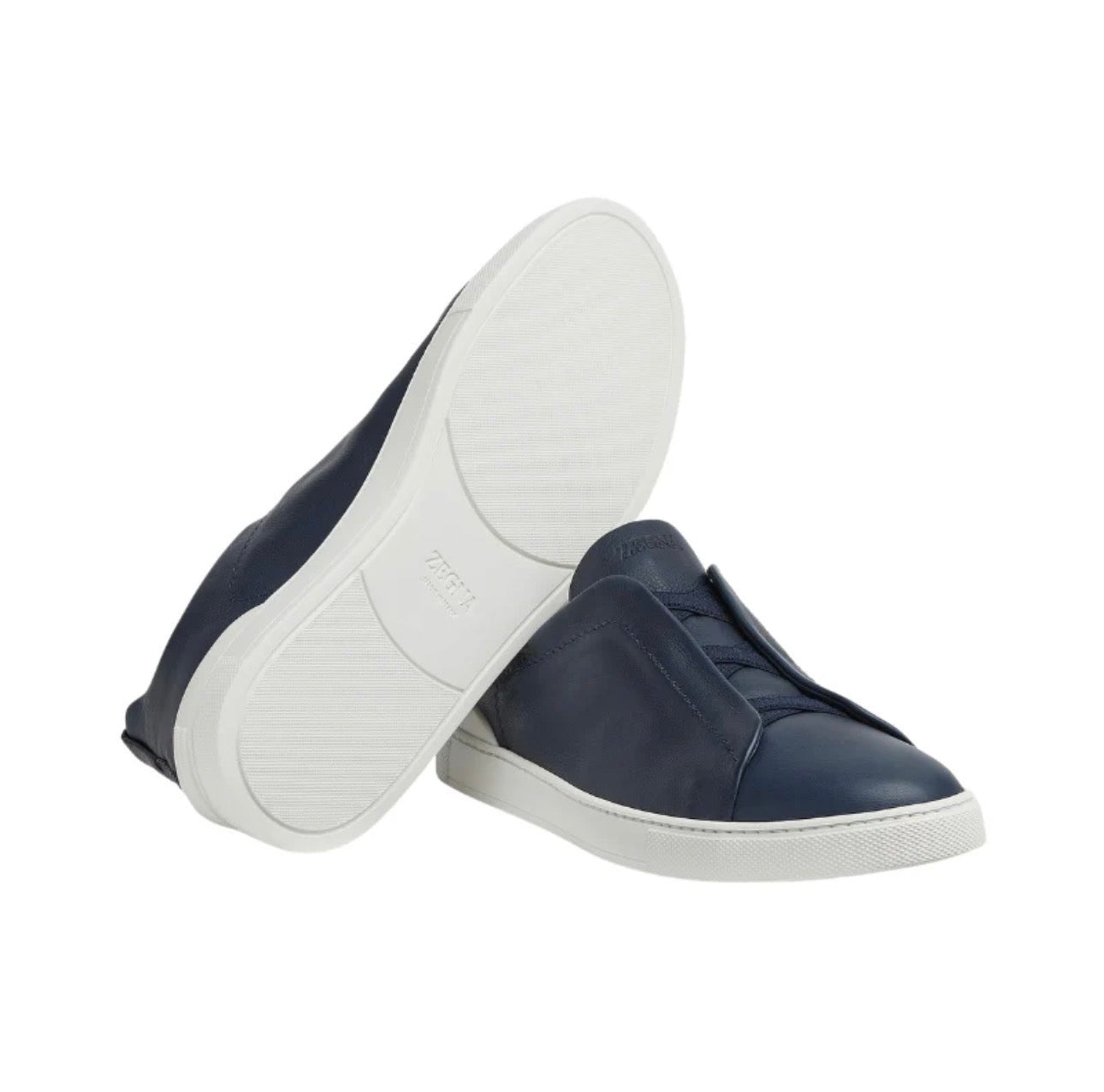 Zegna Deerskin Triple Stitch™ Sneakers \ Navy Blue