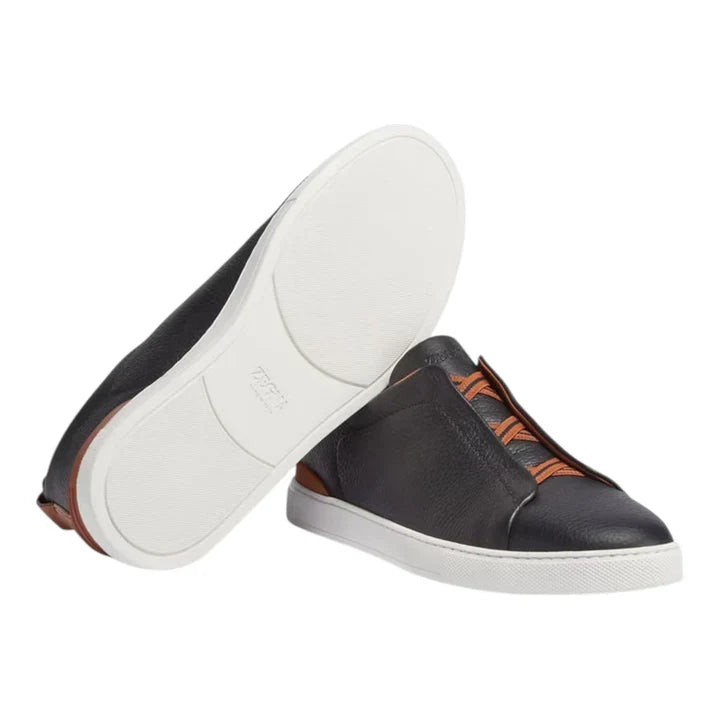 Zegna Deerskin Triple Stitch™ Sneakers \ Black Black