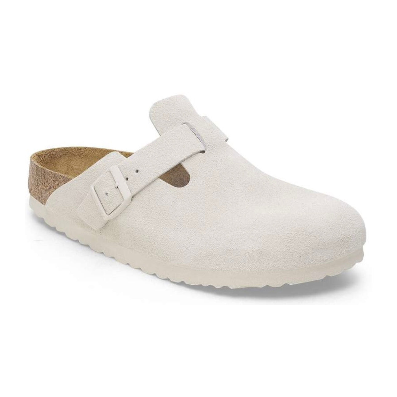Birkenstock Boston Soft Footbed Suede Leather Antique \ White