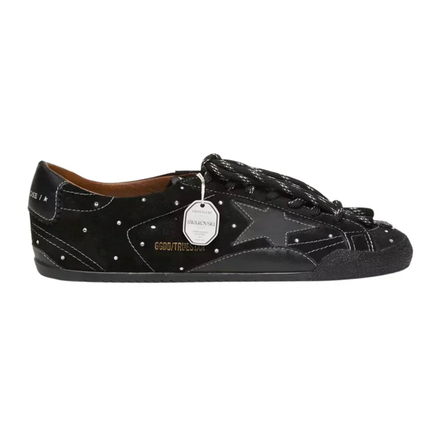 Golden Goose True-Star in Black Suede With Swarovski Crystals and Black Leather Star