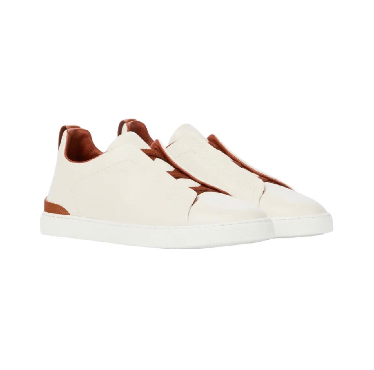 Zegna Stitch Leather Sneakers White Triple Stitch \ Triple