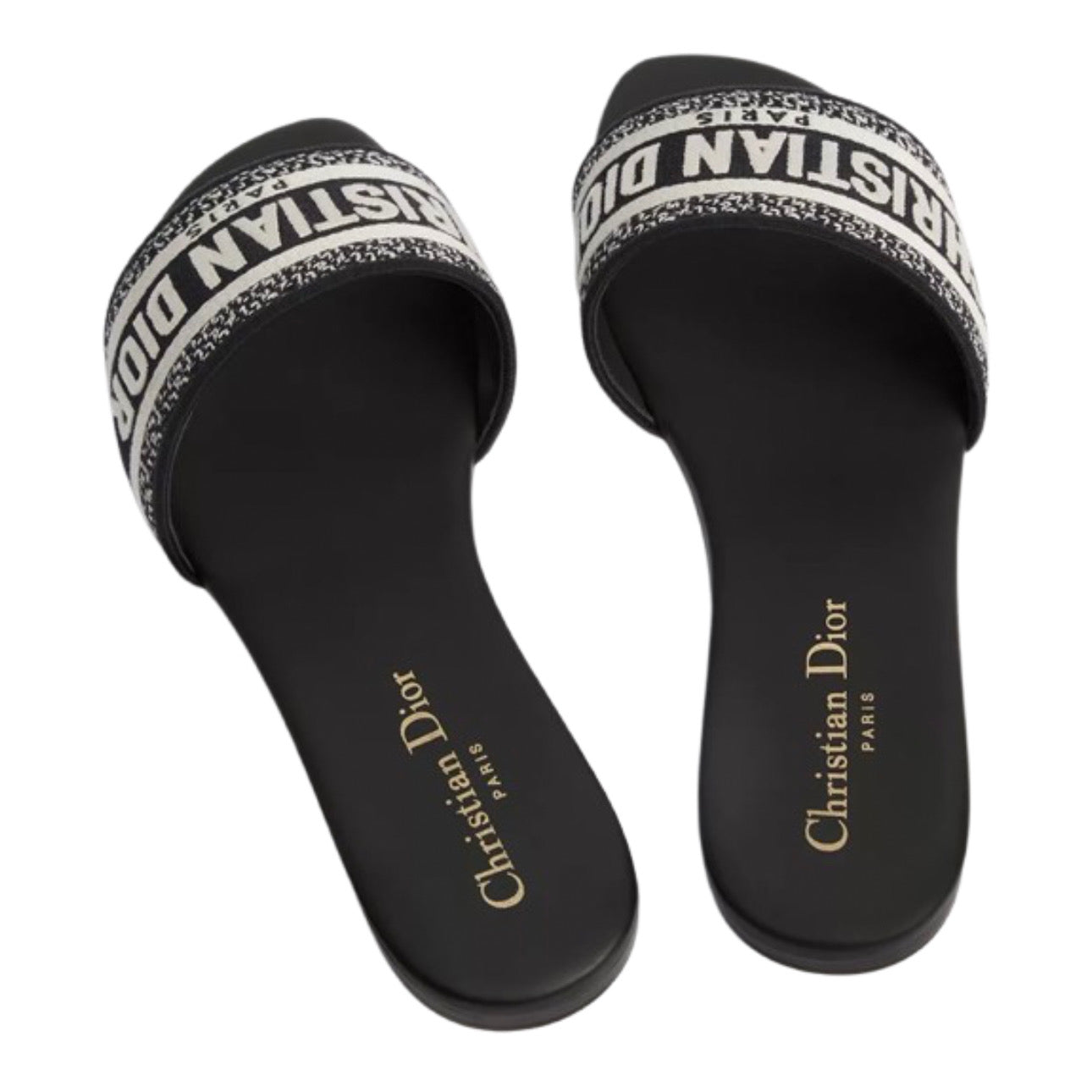 Dior Dway Slide Black Embroidered Cotton