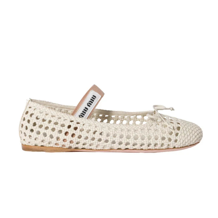 Miu Miu Woven Nappa Leather Ballerinas