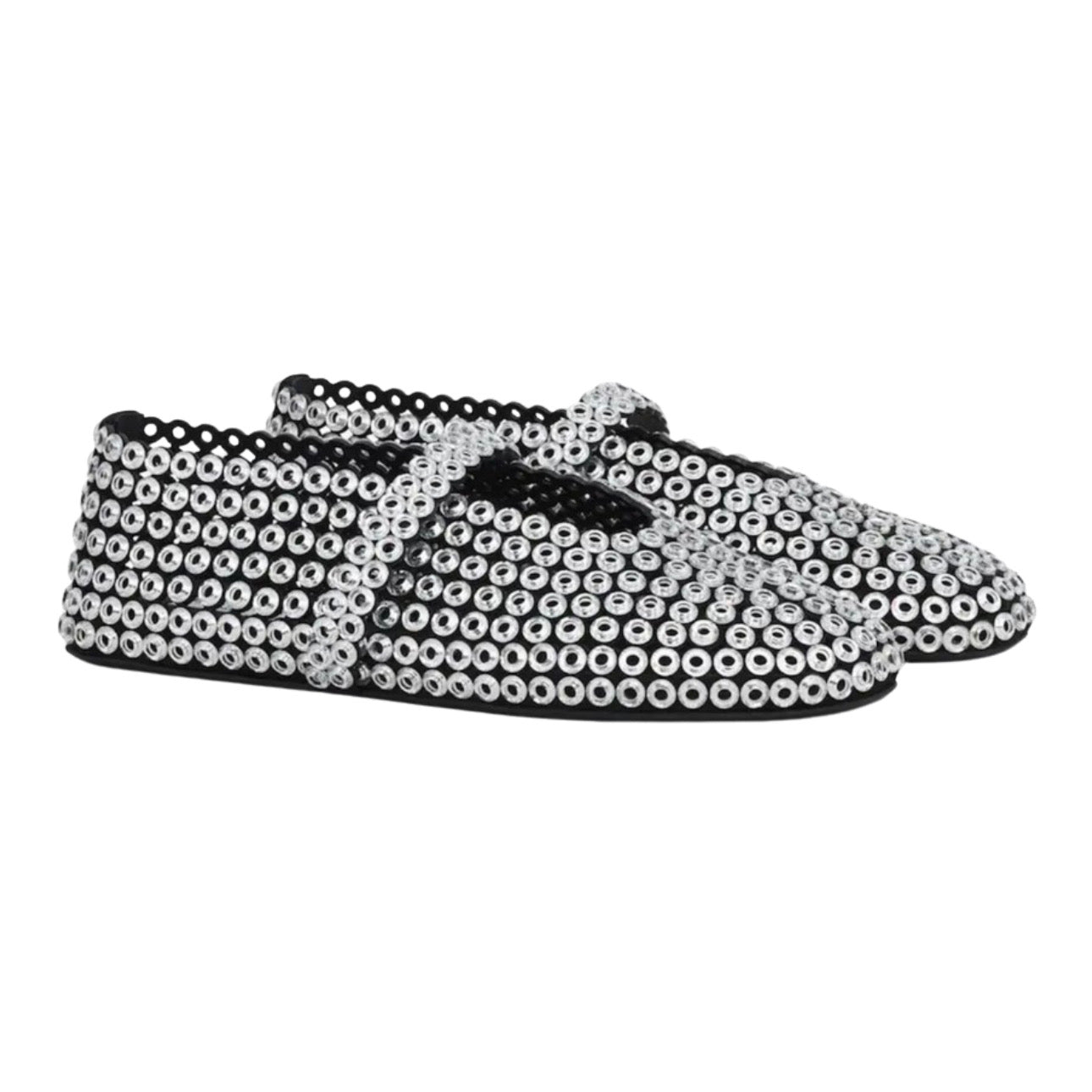 Alaïa Suede Glass-Embellished Ballet Flats