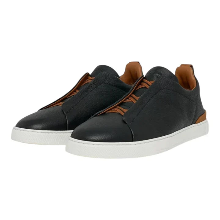 Zegna Deerskin Triple Stitch™ Sneakers \ Black Black