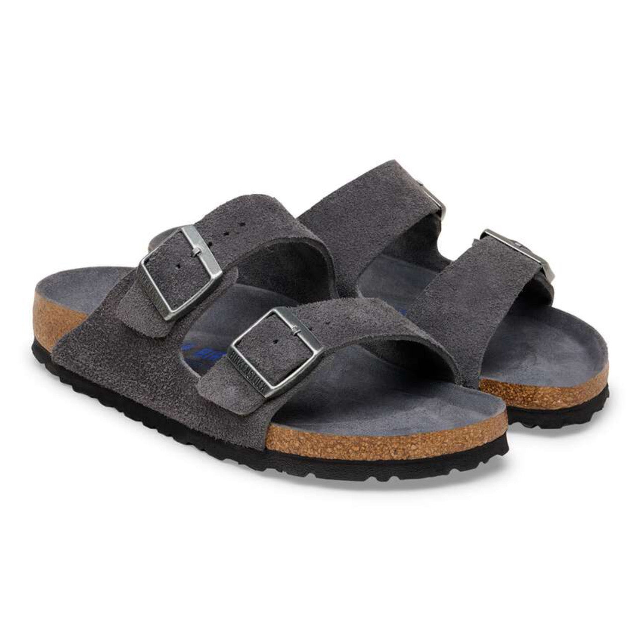 Birkenstock Arizona Soft Footbed Suede Leather Charcoal Tonal FB