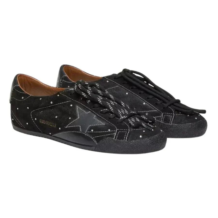 Golden Goose True-Star in Black Suede With Swarovski Crystals and Black Leather Star