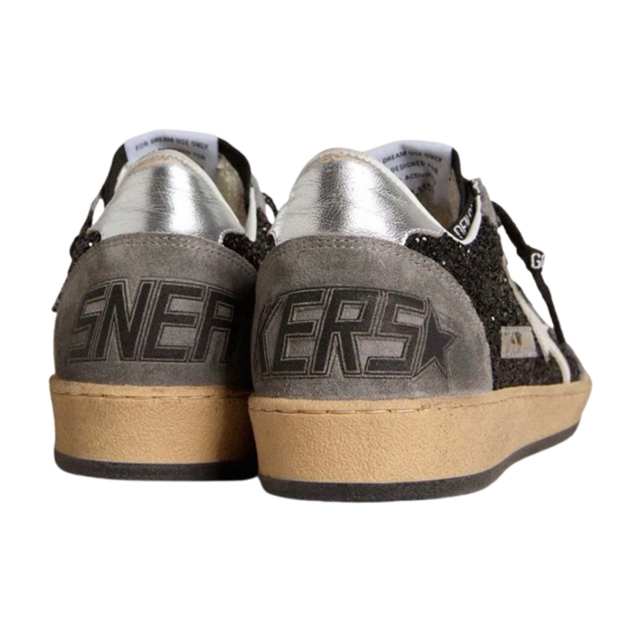 Golden Goose Ball Star in Glitter With Leather Star and Metallic Leather Heel Tab