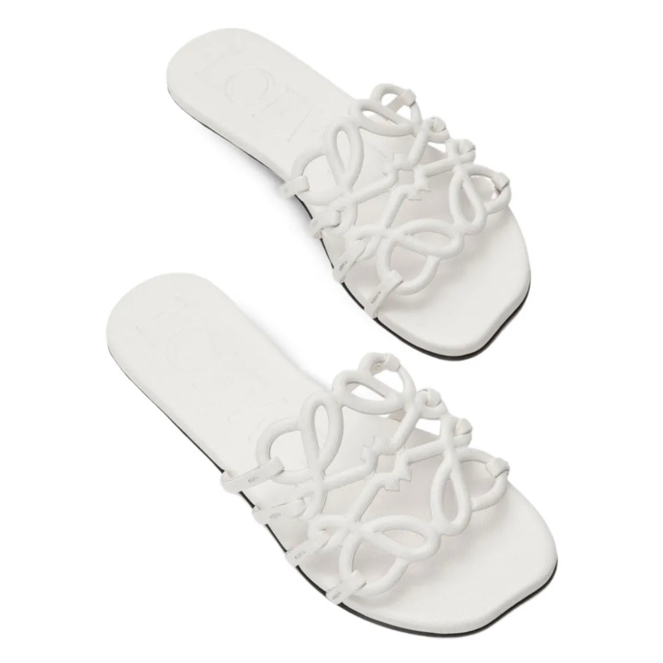 LOEWE Leather Flat Sandals \ White