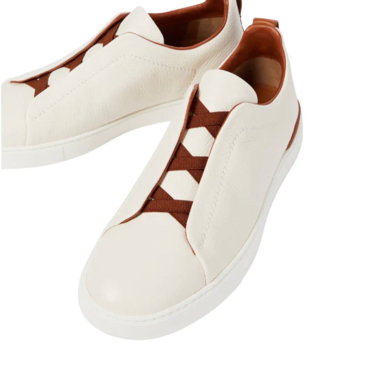 Zegna Stitch Leather Sneakers White Triple Stitch \ Triple