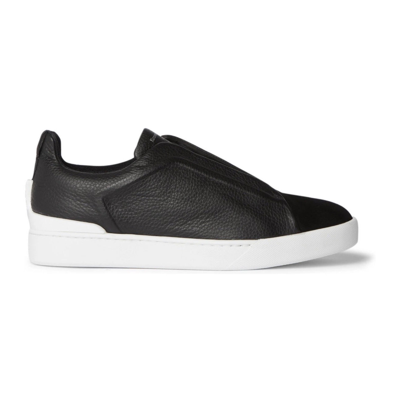 Zegna - Triple Stitch Full-Grain Leather and Suede Slip-On Sneakers \ Black