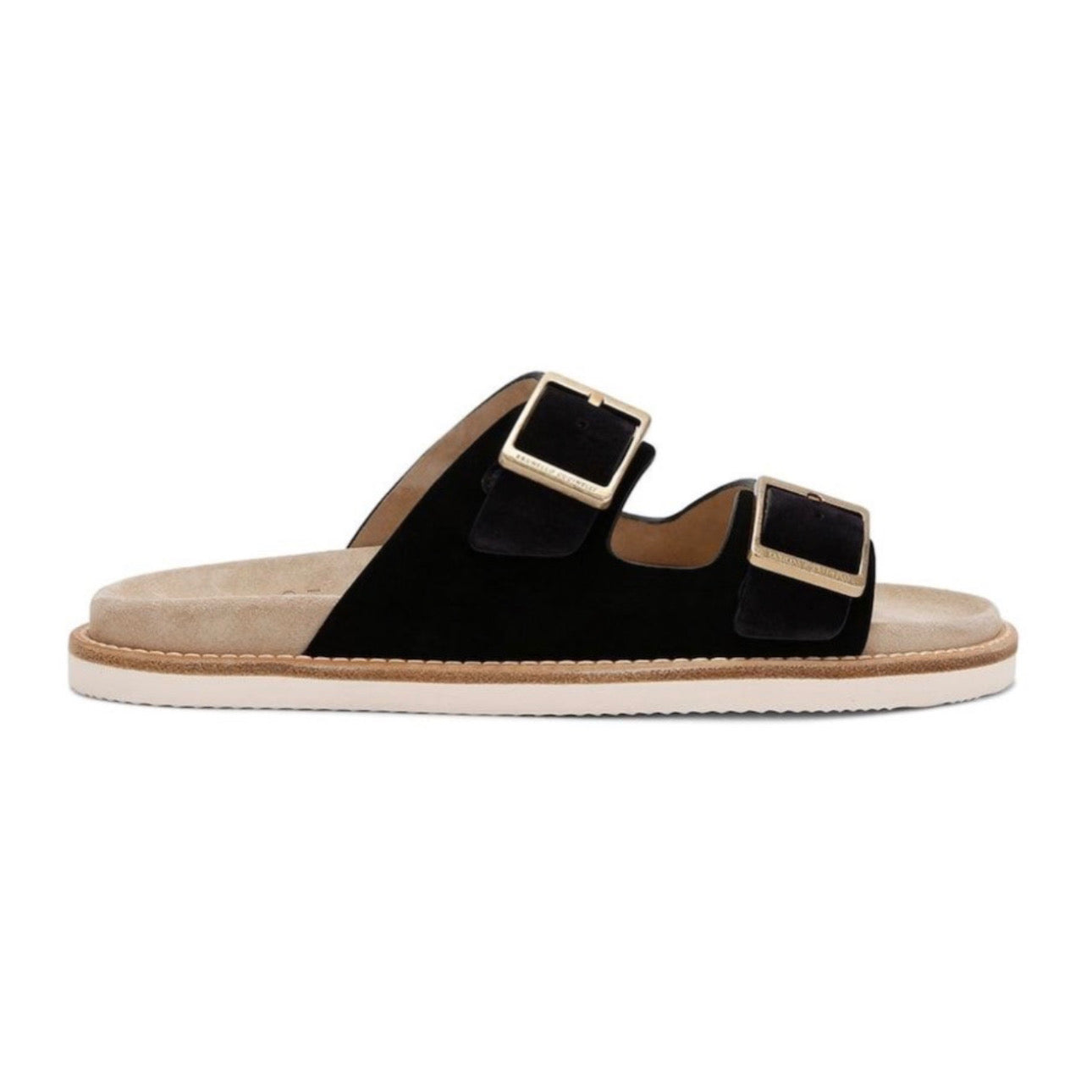 Brunello Cucinelli Suede Double-Strap Sandals \ Black