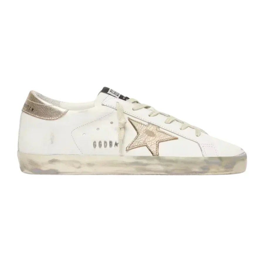 Golden Goose Super-Star With Gold Sparkle Foxing and Metal Stud Lettering