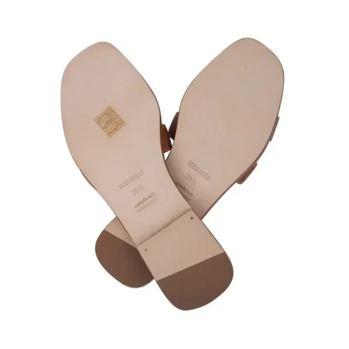 Hermès Sandal Flat Oran Gold Box Calfskin \ Mightychic