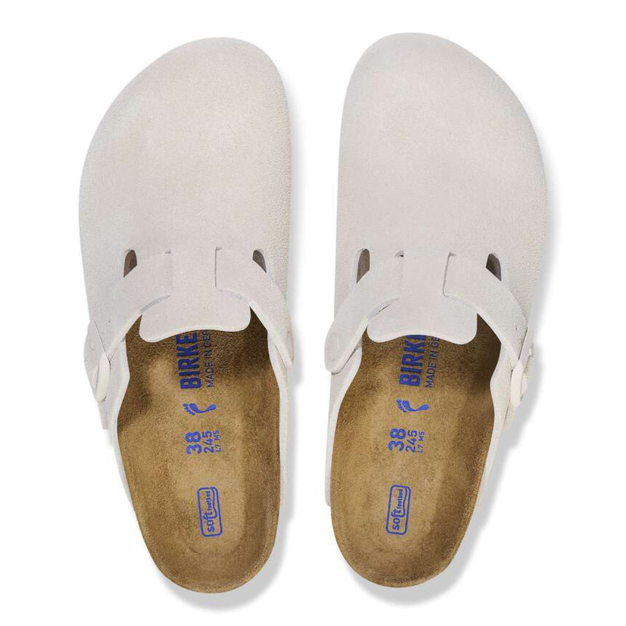 Birkenstock Boston Soft Footbed Suede Leather Antique \ White