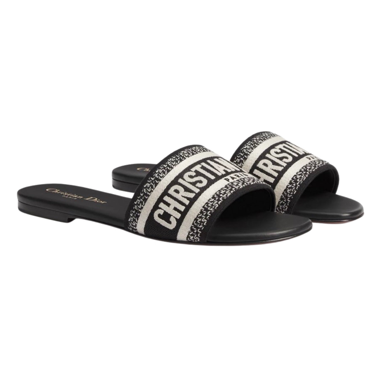 Dior Dway Slide Black Embroidered Cotton