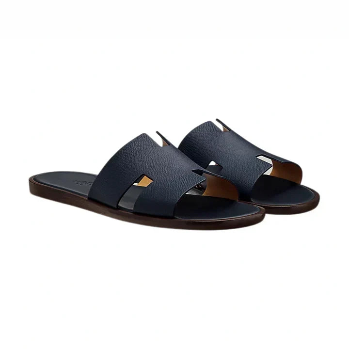 Hermès Izmir Sandal Marine Brown Epsom Leather