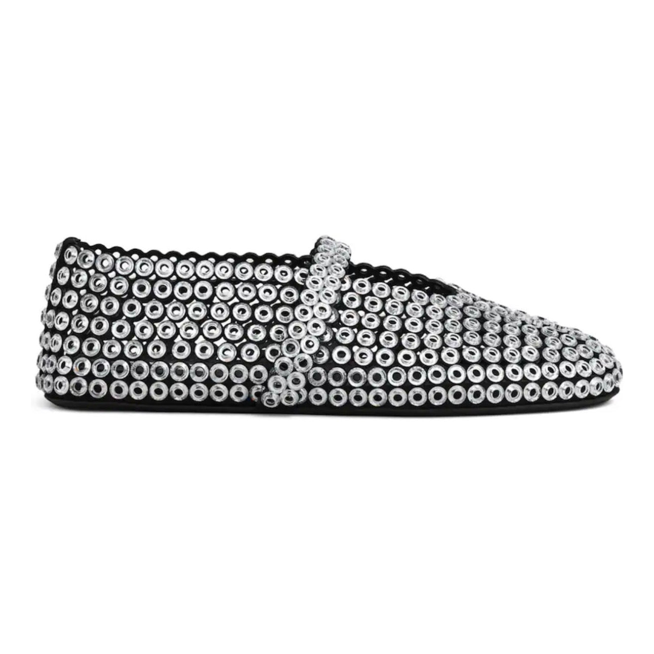 Alaïa Suede Glass-Embellished Ballet Flats