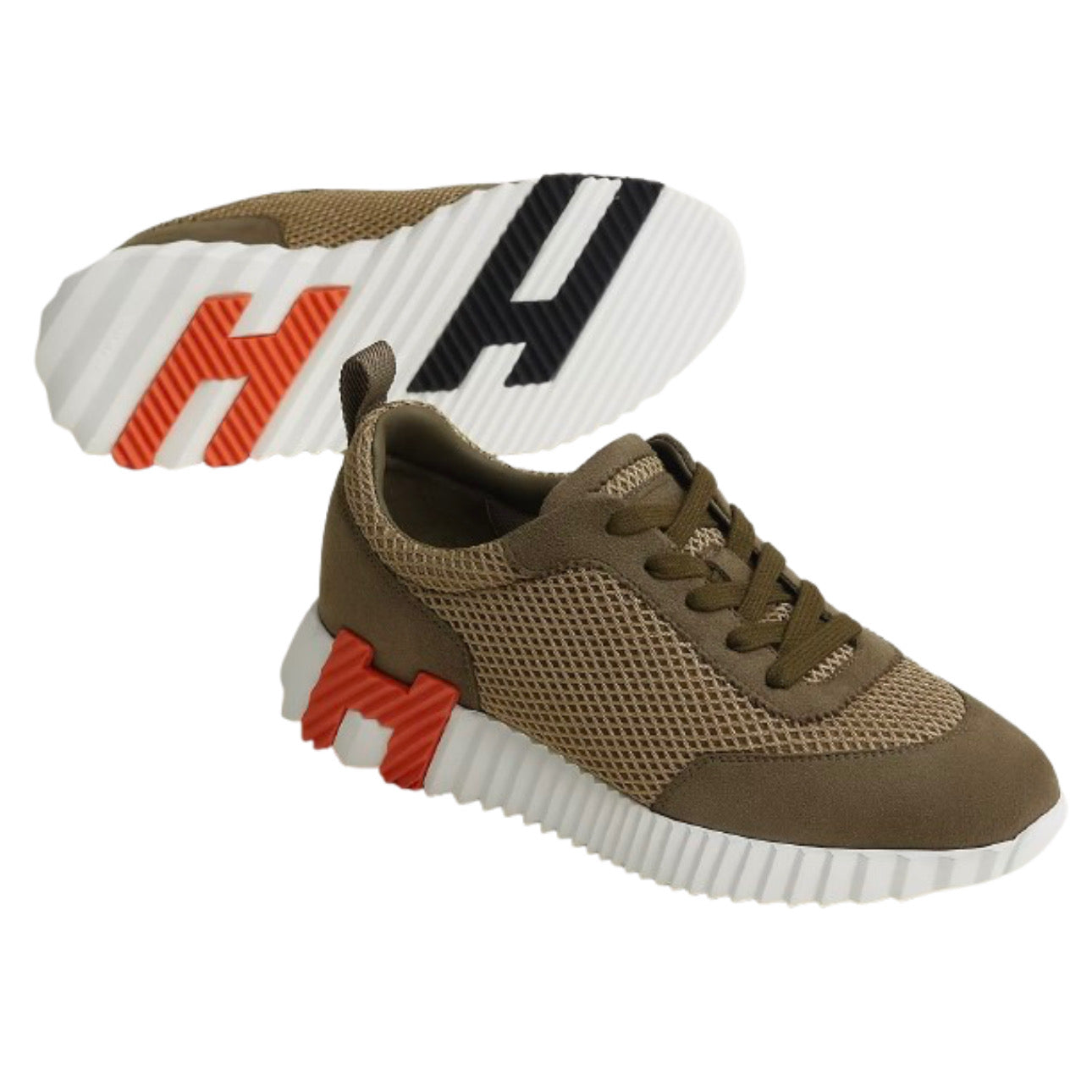 Hermès Blanc Bouncing Sneaker Vert Toundra