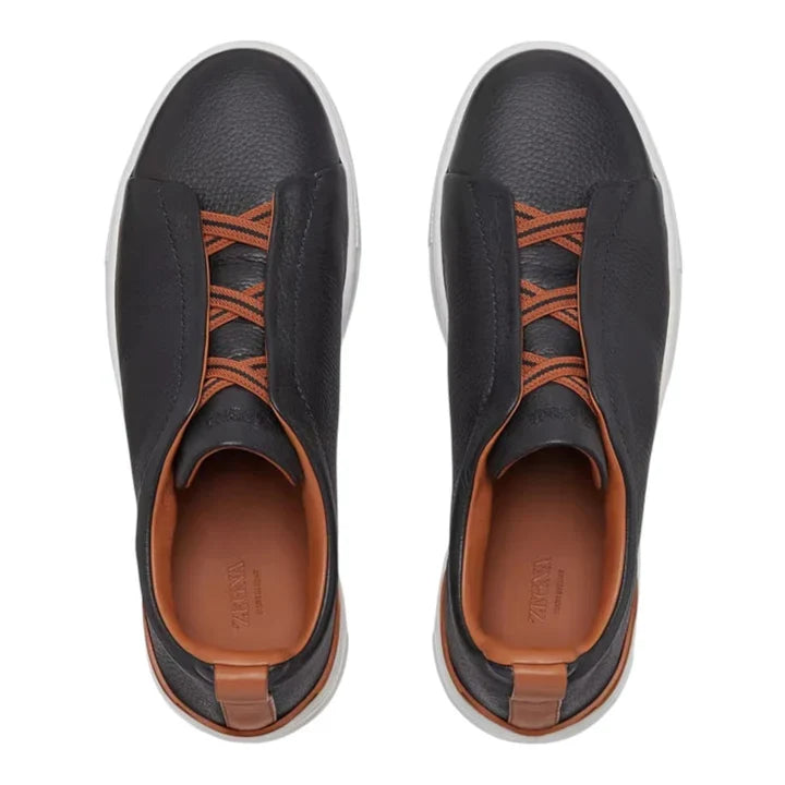 Zegna Deerskin Triple Stitch™ Sneakers \ Black Black
