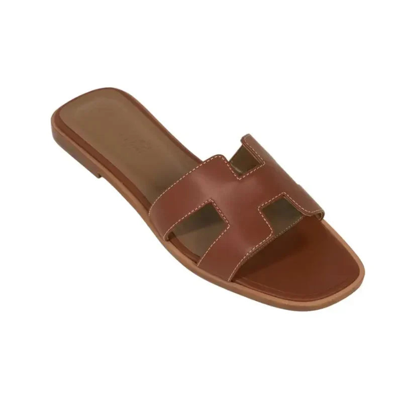 Hermès Sandal Flat Oran Gold Box Calfskin \ Mightychic
