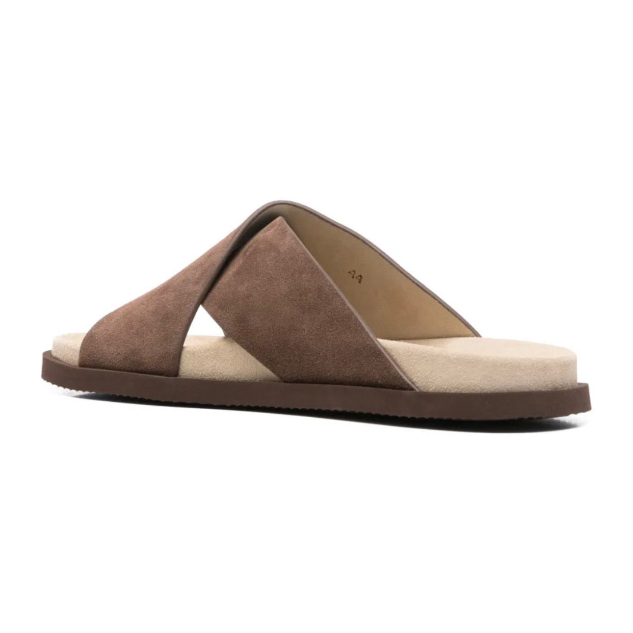 Brunello Cucinelli Cross-Strap Suede Slides