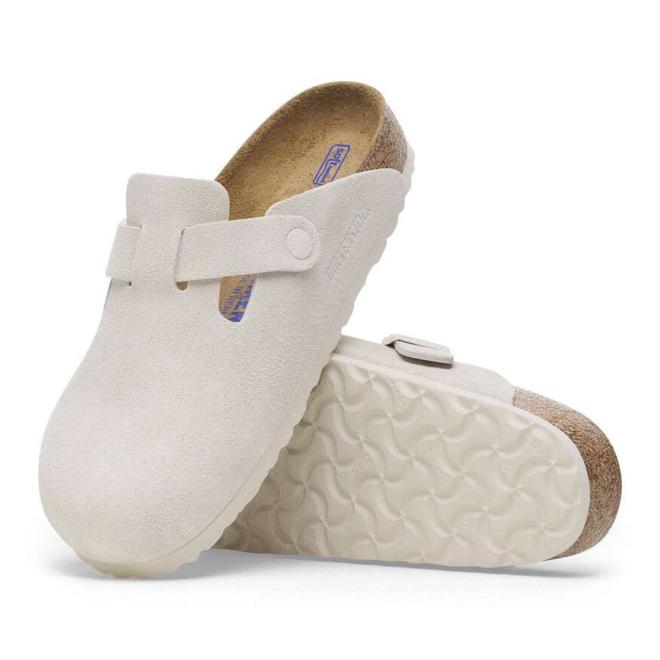 Birkenstock Boston Soft Footbed Suede Leather Antique \ White