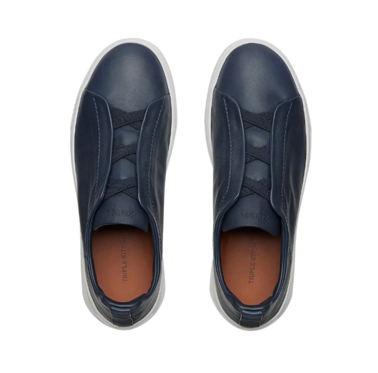 Zegna Deerskin Triple Stitch™ Sneakers \ Navy Blue