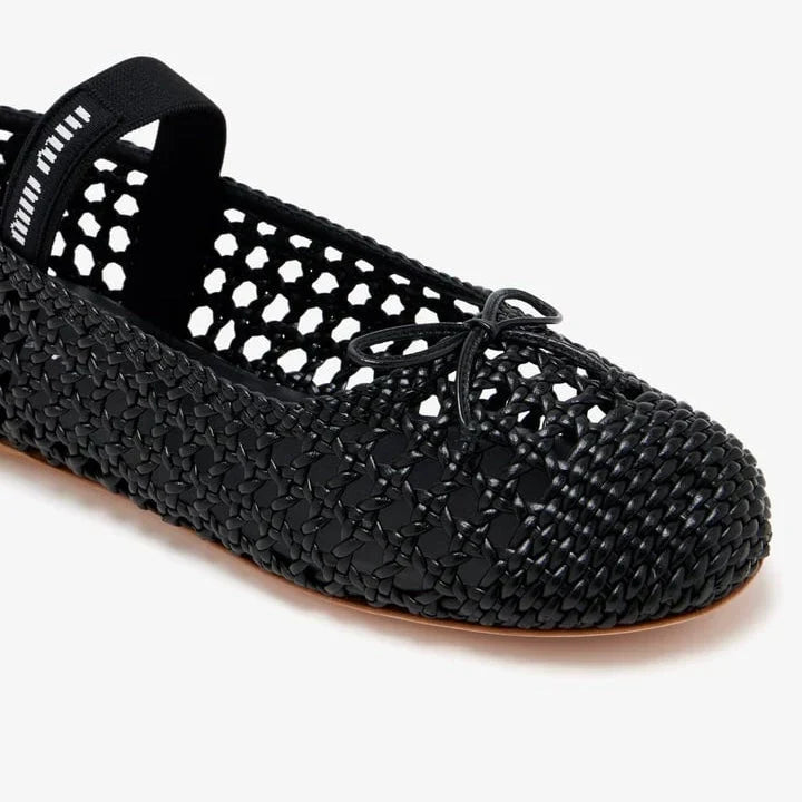 Miu Miu Woven Nappa Leather Ballerinas